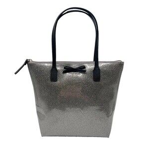 Kate Spade New York Mavis Street Jeralyn Silver Gray Glitter Tote Bag Purse READ
